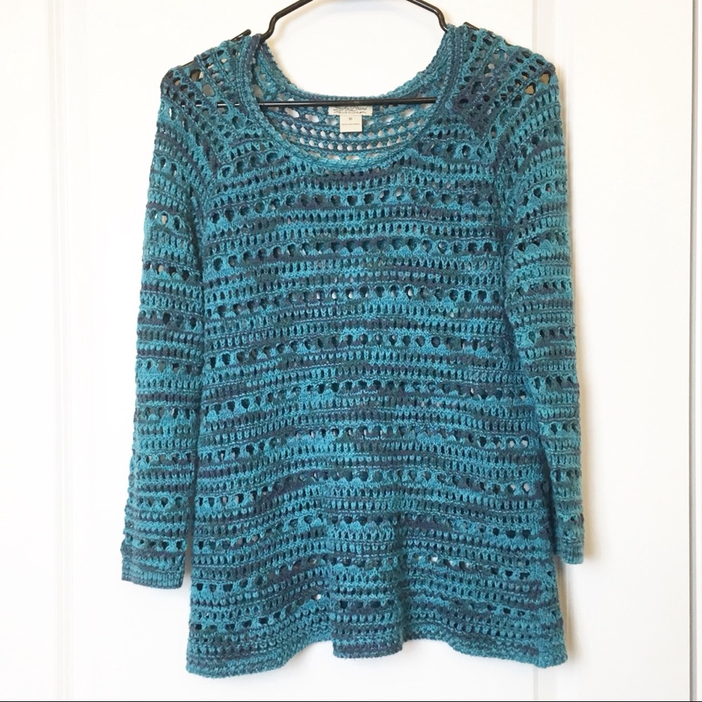 Lucky Brand Blue Loose Knit Pullover Sweater